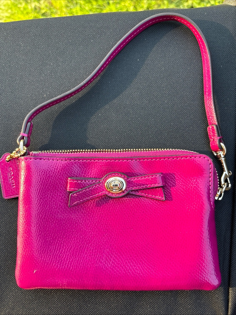 Coach Pink Patent Leather Wristlet